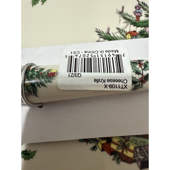 Spode Christmas Tree Appetizer Plate With Knife And Napkins New In Box 9” - Picture 9 of 13